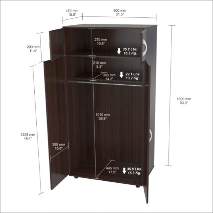 32" Espresso Melamine Mirrored Combo Dresser - Image 8