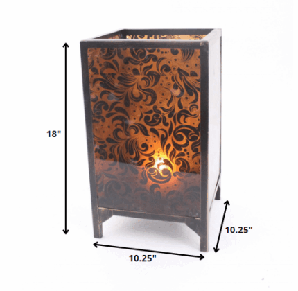 10.25 X 10.25 X 18 Brown Vintage Floral Pattern - Candle Holder - Image 5