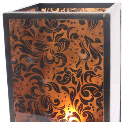 10.25 X 10.25 X 18 Brown Vintage Floral Pattern - Candle Holder - Image 4