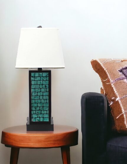 31" Black Metal Bedside Lamp With White Empire Shade - Image 6