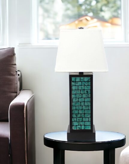 31" Black Metal Bedside Lamp With White Empire Shade - Image 7