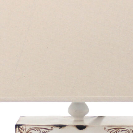 22" Distressed White Metal Bedside Lamp With Beige Shade - Image 5