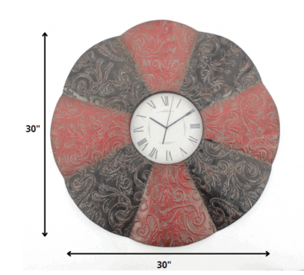 30" Novelty Red And Black Glass Analog Wall Clock - Image 5