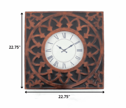 23" Square Bronze Glass Analog Wall Clock - Image 5