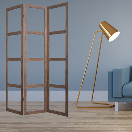 84" Brown Folding Three Panel Screen Room Divider - Image 4