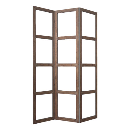84" Brown Folding Three Panel Screen Room Divider - Image 3