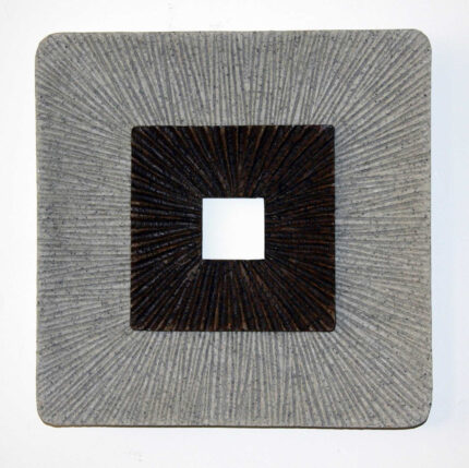 Brown & Gray Square Ribbed Minimalistic Wall Art - Image 3