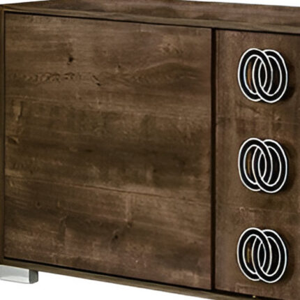66" Brown Three Drawer Double Dresser - Image 3