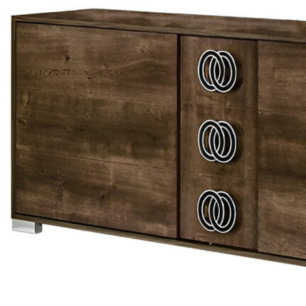 66" Brown Three Drawer Double Dresser - Image 4