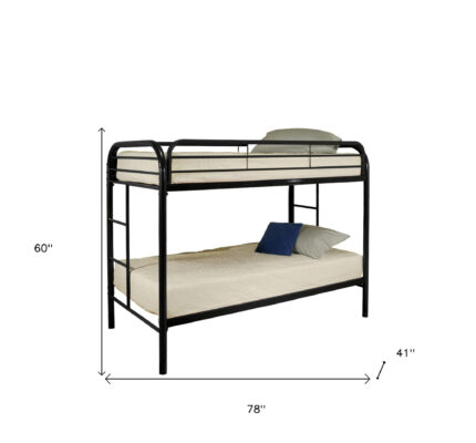 Black Twin Over Twin Metal Bunk Bed - Image 5