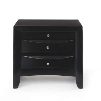 25" Dark Brown Solid Wood Three Drawer Nightstand - Image 3
