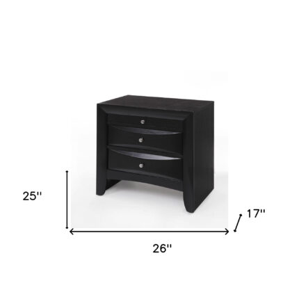 25" Dark Brown Solid Wood Three Drawer Nightstand - Image 6