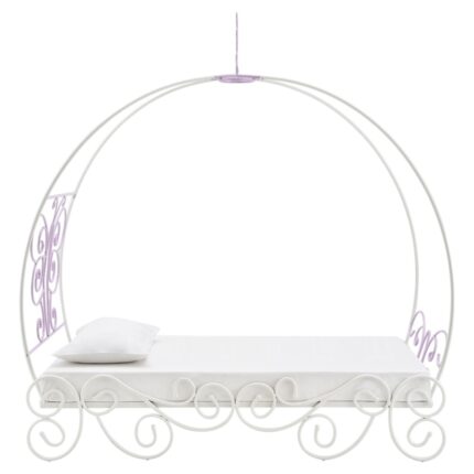 Purple and White Metal Canopy Bed Frame - Image 3