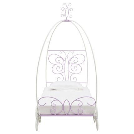 Purple and White Metal Canopy Bed Frame - Image 4
