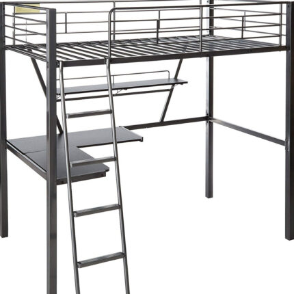 79" X 42" X 72" Silver And Black Metal Tube Loft Bed With Desk - Image 3