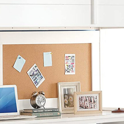 83" X 45" X 74" Twin White Poplar Wood Loft Bed With Desk - Image 3