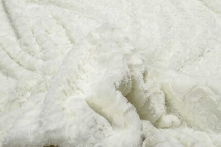 50" X 70" Ivory Faux Fur Plush Throw Blanket with Embroidery - Image 9