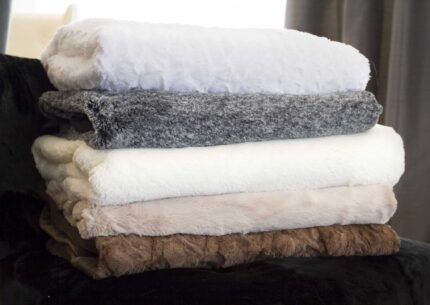 50" X 70" Ivory Faux Fur Plush Throw Blanket with Embroidery - Image 6