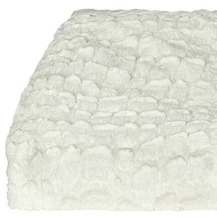 50" X 70" Ivory Faux Fur Plush Throw Blanket with Embroidery - Image 4