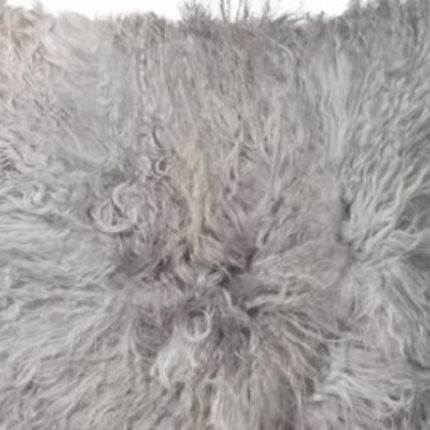 18" Gray Sheepskin Throw Pillow - Image 3