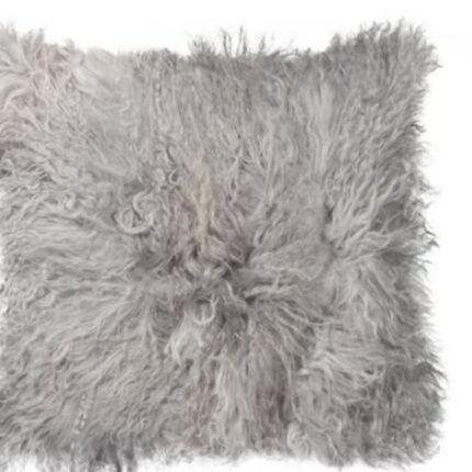 18" Gray Sheepskin Throw Pillow - Image 4