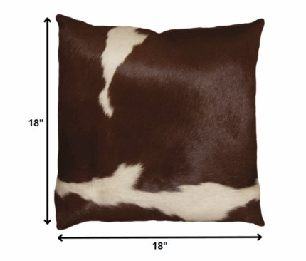 18" X 18" X 5" Brown And White Cowhide  Pillow - Image 4