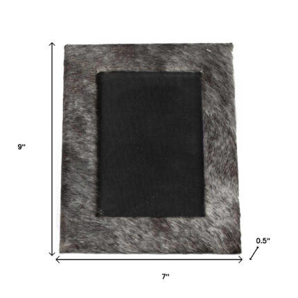 4" x 6" Gray Cowhide Tabletop Picture Frame with Mat - Image 6