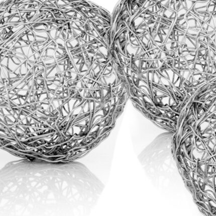 Set of Three Silver Wire 4" Decorative Orbs - Image 4