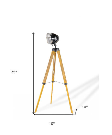 35" Brown Tripod Floor Lamp With Cone - Image 9