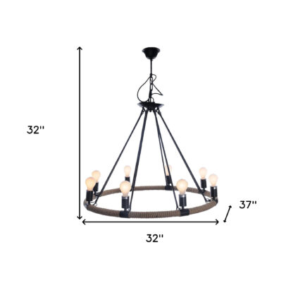 32" X 37" X 32" 8 Bulbs Rope  Pendant Lamp - Image 8