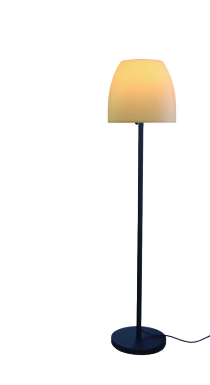 60" Black And White Floor Lamp With White Fabric Bowl Shade - Image 3