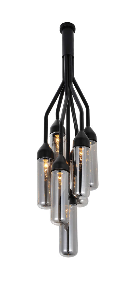 Shaded Empire Six Light Metal and Glass Flush Ceiling Light With Clear Shades - Image 3