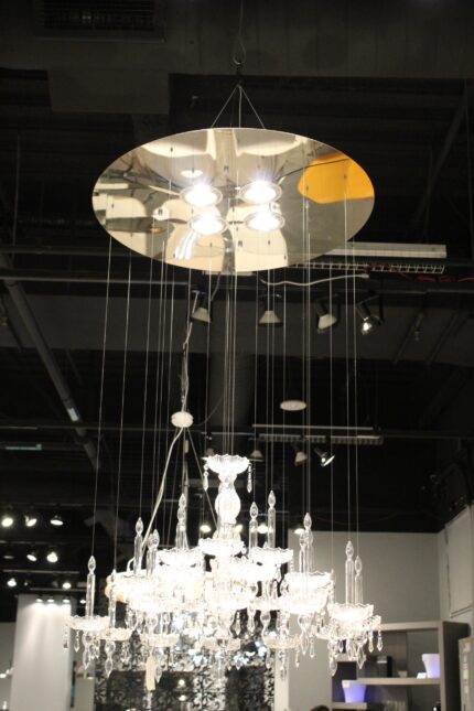 Clear Candle Style Four Light Metal and Glass Ceiling Light - Image 5