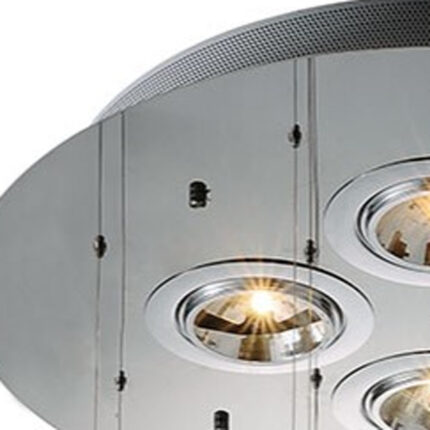 Clear Candle Style Four Light Metal and Glass Ceiling Light - Image 3