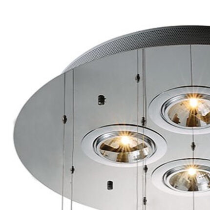 Clear Candle Style Four Light Metal and Glass Ceiling Light - Image 4