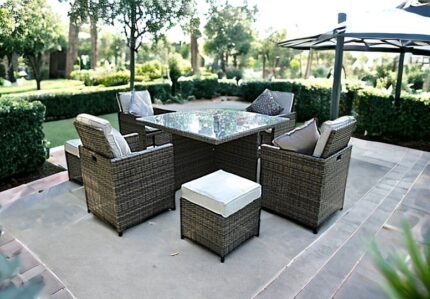 Nine Piece Clear and Gray Glass Dining Set - Image 8