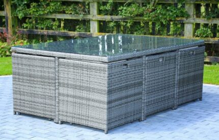 11 Piece Clear and Gray Glass Dining Set - Image 4