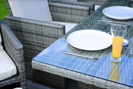 11 Piece Clear and Gray Glass Dining Set - Image 8
