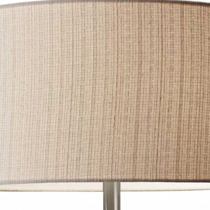 60" Brown Solid Wood Novelty Floor Lamp With Beige Fabric Drum Shade - Image 4