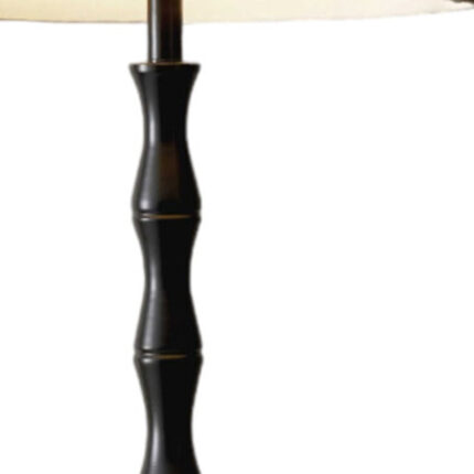 62" Brown And Black Floor Lamp With Beige Burlap Shade - Image 4