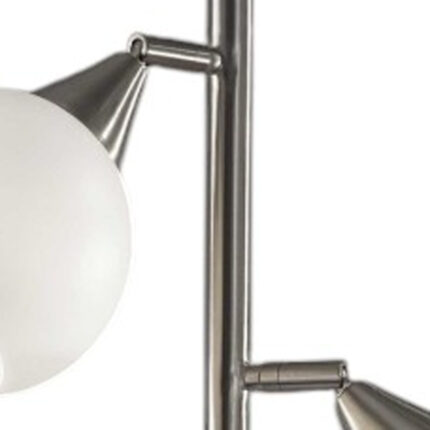 71" Silver Metal Floor Lamp With White Dome Shade - Image 4