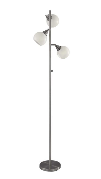 71" Silver Metal Floor Lamp With White Dome Shade - Image 3