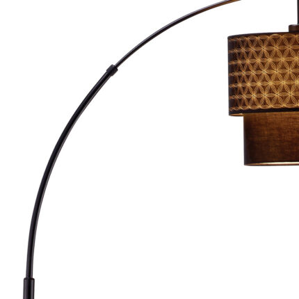 71" Brown And Black Arched Floor Lamp With Brown Fabric Drum Shade - Image 5