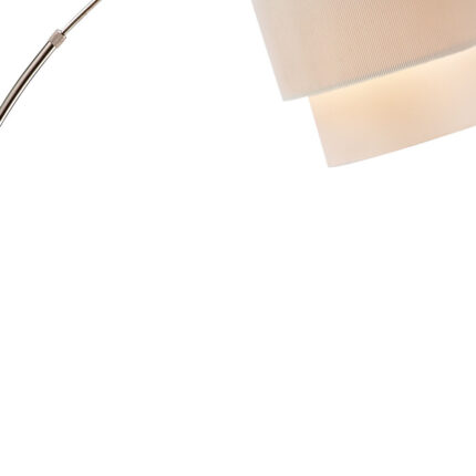 71" Silver Adjustable Arched Floor Lamp With White And Natural Fabric Drum Shade - Image 4