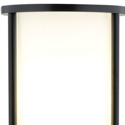 63" Black Wood Column Floor Lamp With White Fabric Cylinder Shade - Image 6