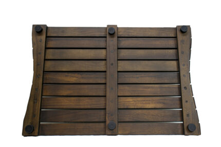 23" Dark Brown Teak Slat Non Slip Bath Mat - Image 4
