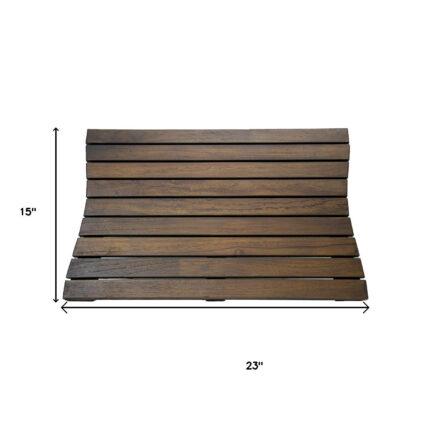 23" Dark Brown Teak Slat Non Slip Bath Mat - Image 8