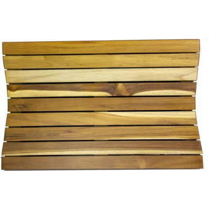 23" Brown Teak Slat Non Slip Bath Mat - Image 3