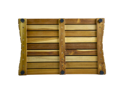 23" Brown Teak Slat Non Slip Bath Mat - Image 4