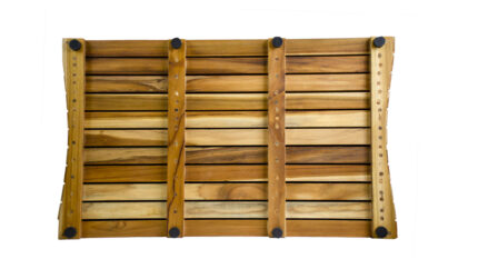 31" Brown Teak Slat Non Slip Bath Mat - Image 4